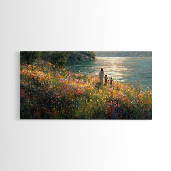 Riverlight Promise – Framed Canvas Print – Christian Wall Art – Christian Art Canvas – Jesus Painting – Christian Christmas Art – Christian