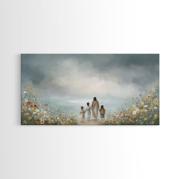Heaven’s Meadow – Framed Canvas Print – Christian Art Canvas – Christian Wall Art – Jesus Painting – Christian Christmas Decor – Christian