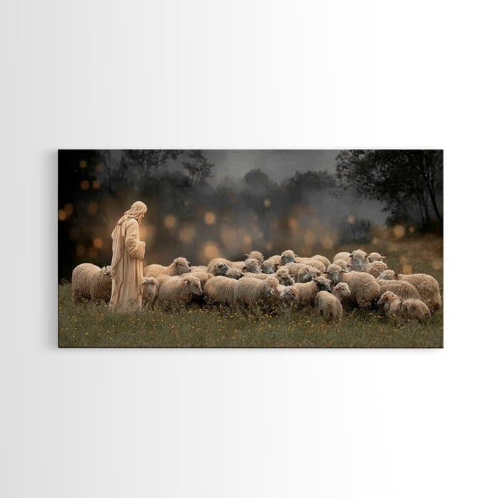 Shepherd’s Vigil – Framed Canvas Print – Jesus Painting – Christian Wall Art – Christian Christmas Art – Christian Art Canvas – Moody Chris