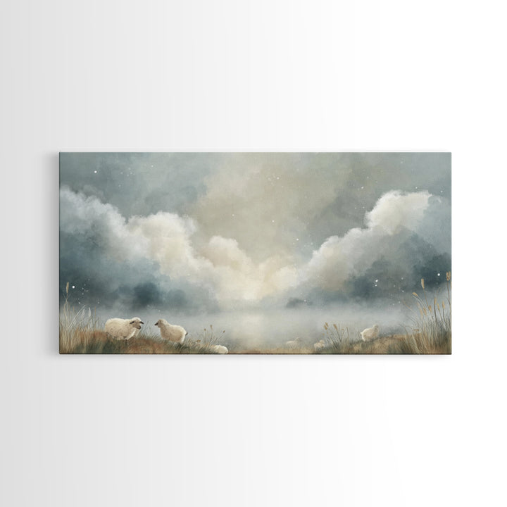 Silent Flock Light – Framed Canvas Print – Christian Wall Art – Christian Art Canvas – Christian Art – Subtle Christian Art – Christmas Art