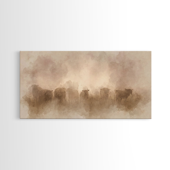 Dawnwatch Sheep – Framed Canvas Print – Christian Art Canvas – Christian Wall Art – Christian Christmas Art – Christian Decor – Moody Chris
