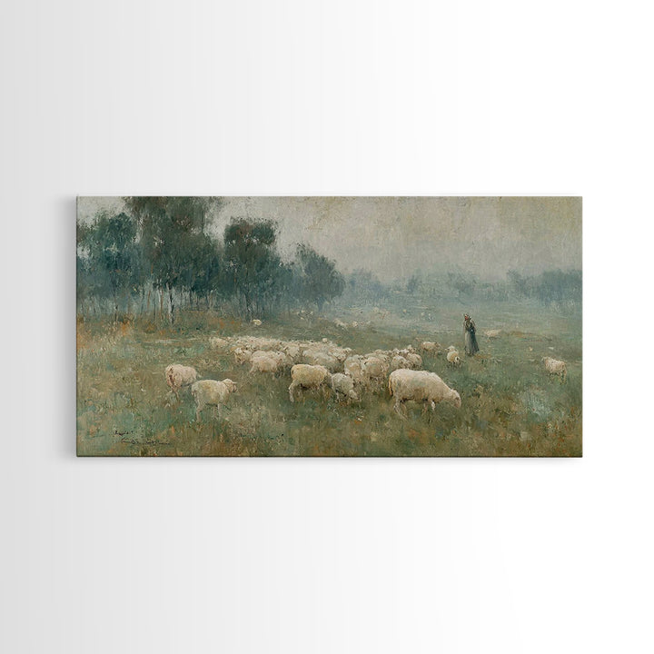 Shepherd’s Field – Framed Canvas Print – Christian Wall Art – Christian Art – Christian Art Canvas – Vintage Christian Art – Christian Deco
