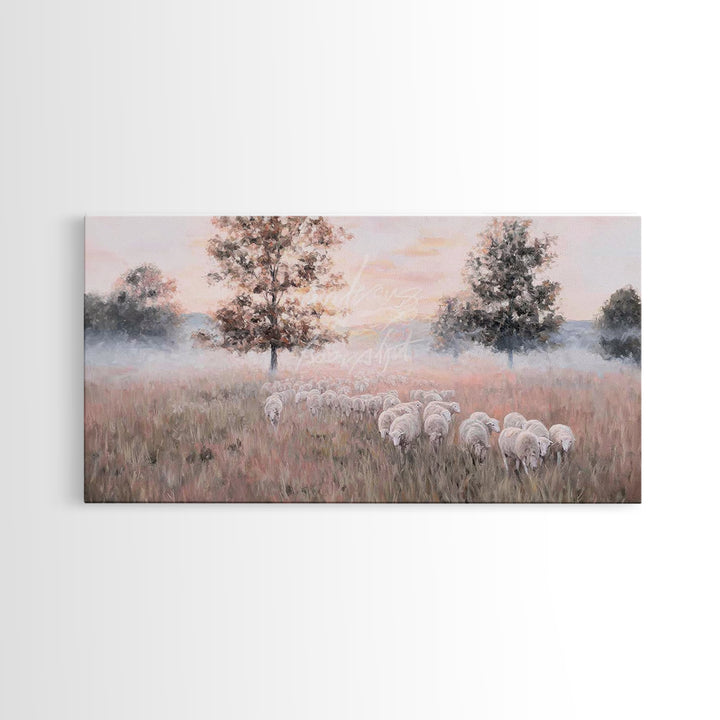 Pastel Meadow – Framed Canvas Print – Christian Art – Christian Art Canvas – Christian Wall Art – Modern Christian Art – Christian Christma