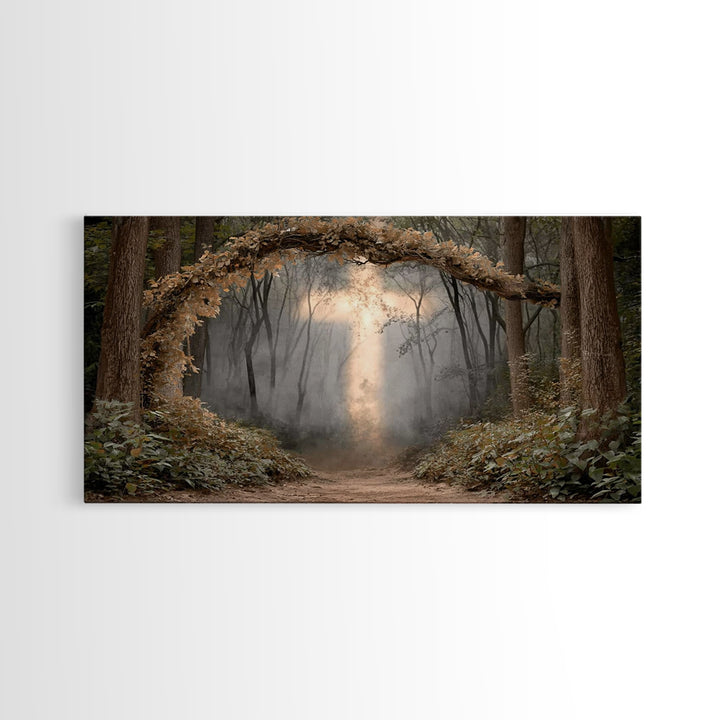 Forest Cross Glow – Framed Canvas Print – Christian Art Canvas – Christian Art – Christian Wall Art – Christian Decor – Christian Gift Idea