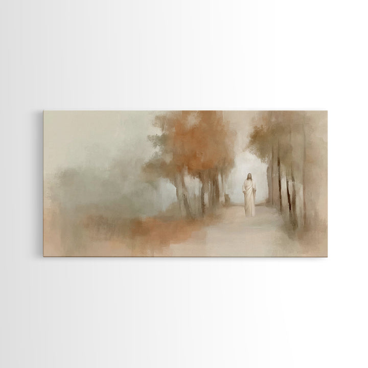 Gentle Shepherd Walk – Framed Canvas Print – Christian Art Print – Christmas Art – Jesus Painting – Christian Decor – Christian Wall Art