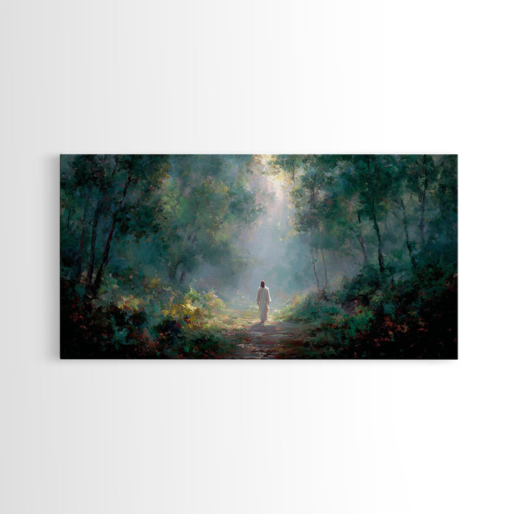 Sacred Morning Walk – Framed Canvas Print – Christmas Art – Christian Art Canvas – Christian Decor – Jesus Painting – Christian Wall Art