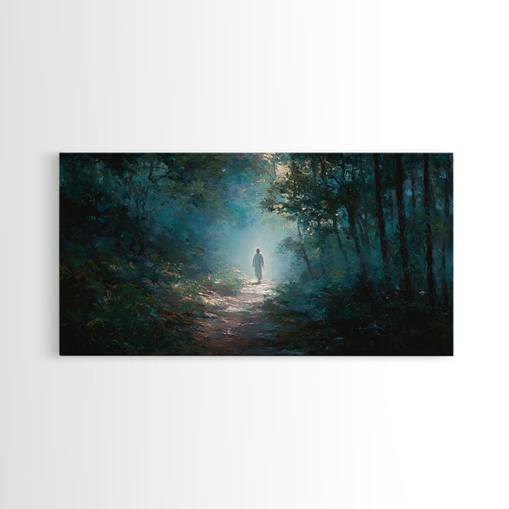 Light Of Redemption – Framed Canvas Print – Christian Wall Art – Jesus Painting – Christian Art Canvas – blue Christian art – Christian Art