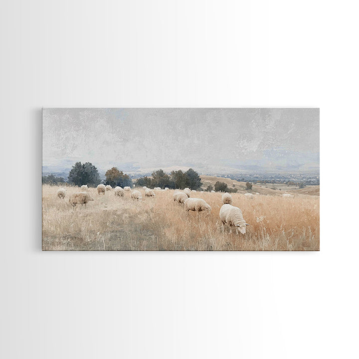 Pastoral Light, Framed Canvas Print, Christian Art Canvas, Jesus Painting, Christian Wall Art, Christmas Art, Christian Gift