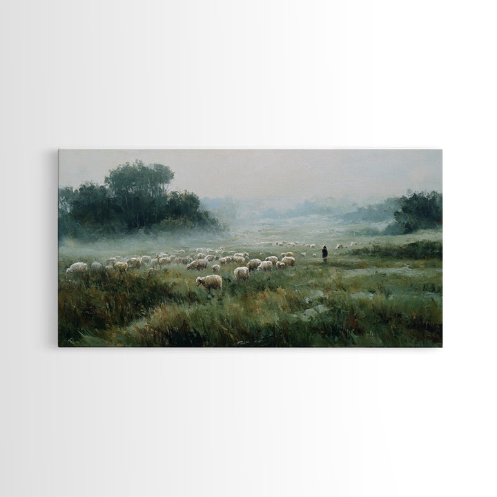 Meadow Of Peace | Framed Canvas Print | Christian Wall Art | Christian Art Canvas | Jesus Painting | Christian Christmas Art | Christian De