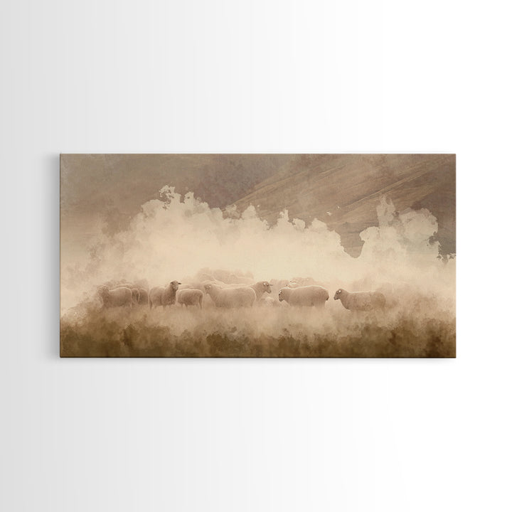 Soft Morning Haze, Framed Canvas Print, Christian Wall Art, Christian Art Canvas, Jesus Painting, Christian Decor, Christmas Art