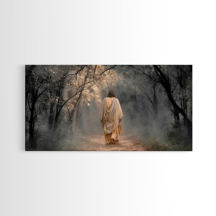 Walk In The Light, Framed Canvas Print, Jesus Painting, Christian Wall Art, Christian Art Canvas, Christian Decor, Christmas Art