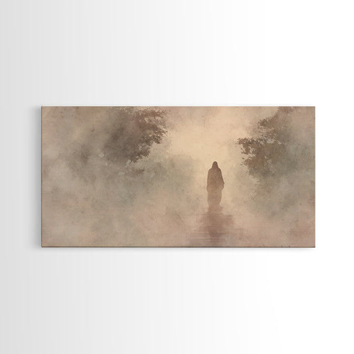 Misty Faith Walk – Framed Canvas Print – Christian Art Canvas – Jesus Painting – Christian Wall Art – Christian Gift Ideas – Christmas Art