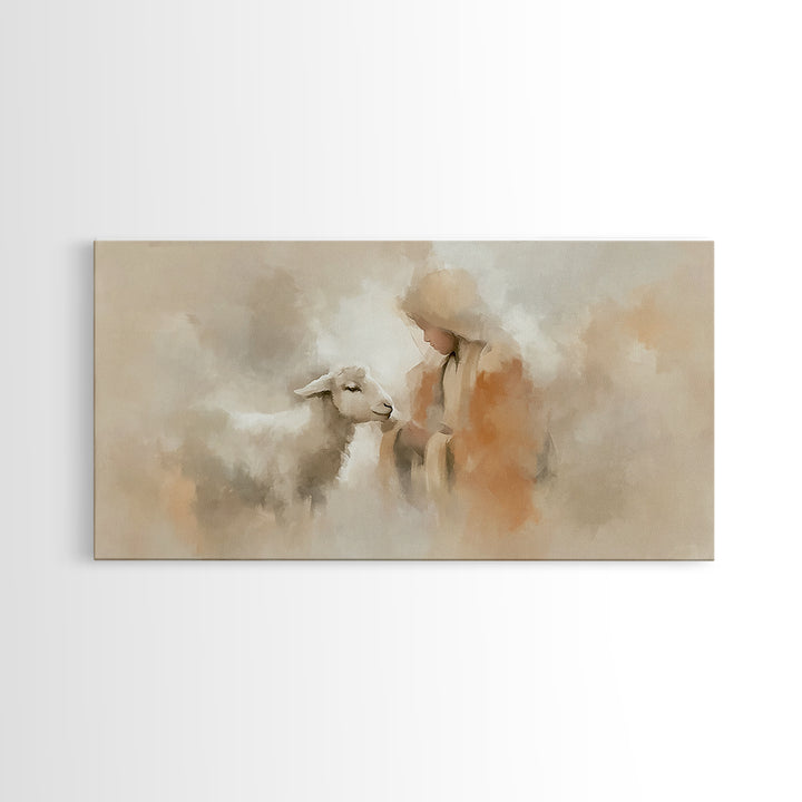 Shepherd’s Peace – Framed Canvas Print – Christian Wall Art – Christian Art Canvas – Jesus Painting – Christmas Art – Christian Christmas A