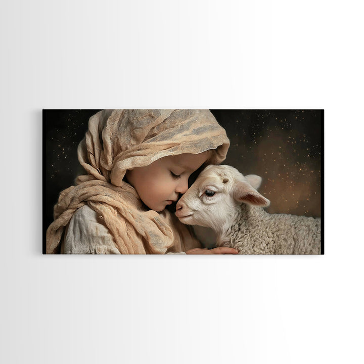 Gentle Devotion – Framed Canvas Print – Christian Wall Art – Christian Art Canvas – Jesus Painting – Christmas Art – Vintage Christian Art