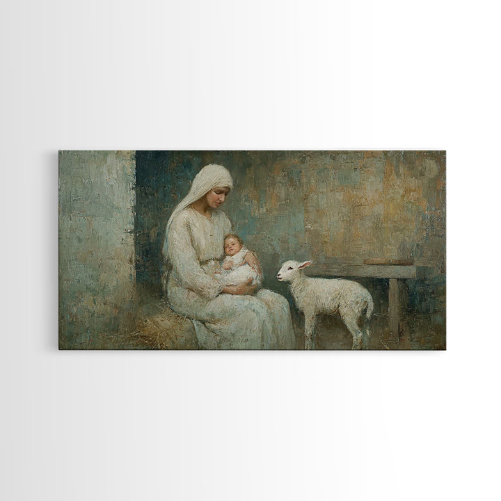 Holy Manger Calm – Framed Canvas Print – Christian Wall Art – Christian Art Canvas – Jesus Painting – Christian Christmas Art – Christmas W