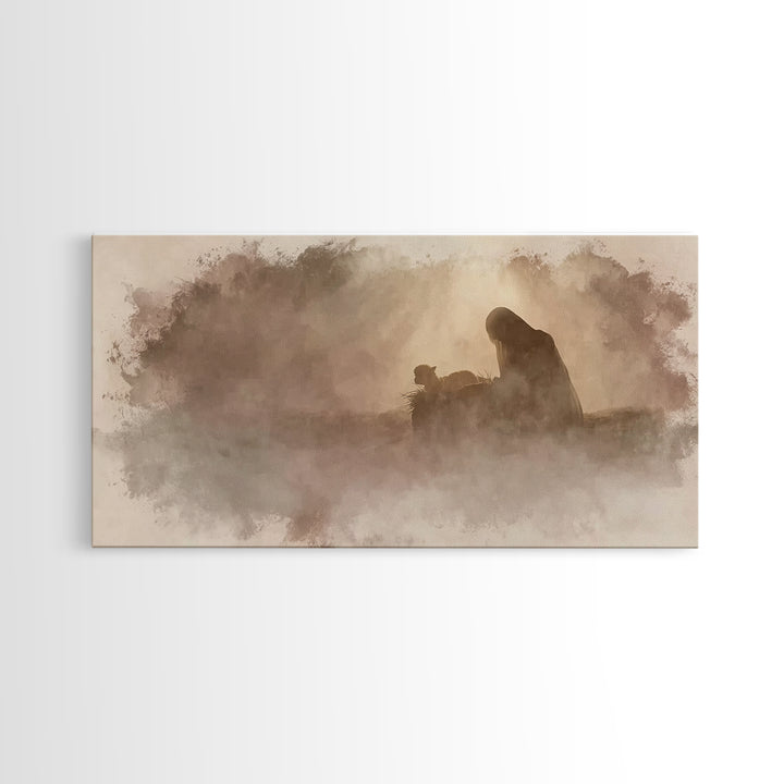 Nativity Dawn – Framed Canvas Print – Christian Wall Art – Christian Art Canvas – Jesus Painting – Christian Christmas – Christmas Art – Ch