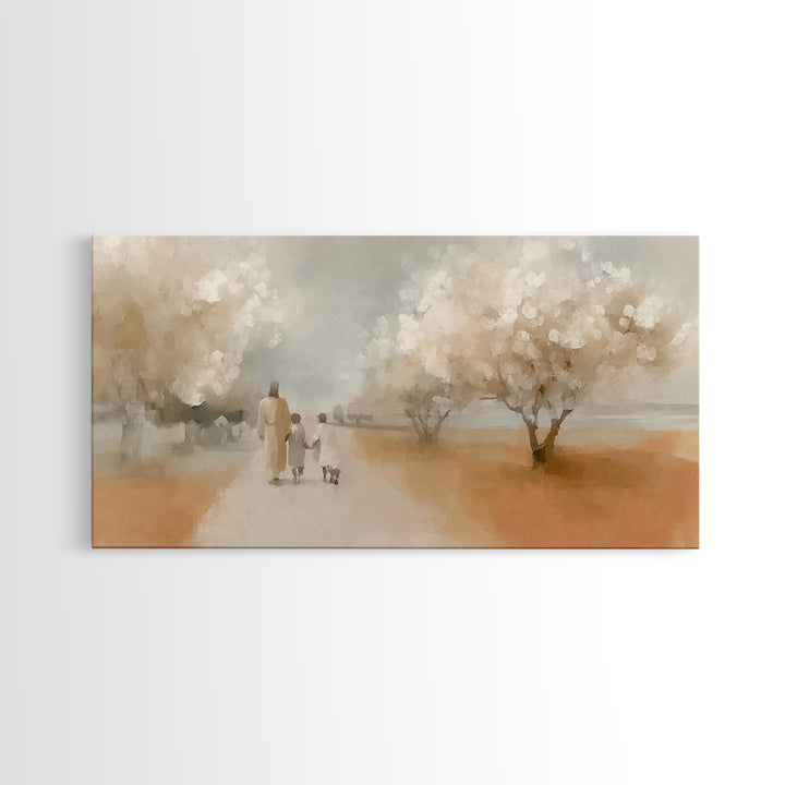 Blossom Walk – Framed Canvas Print – Christian Wall Art – Christian Art Canvas – Jesus Painting – Christian Gift Ideas – Modern Christian A
