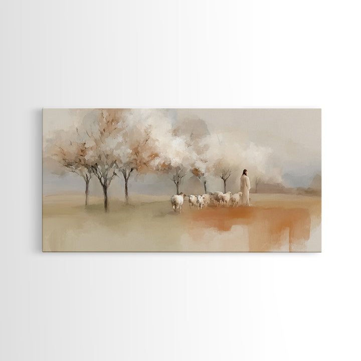 Springtime Shepherd – Framed Canvas Print – Christian Wall Art – Christian Art Canvas – Jesus Painting – Christian Decorations – Christian
