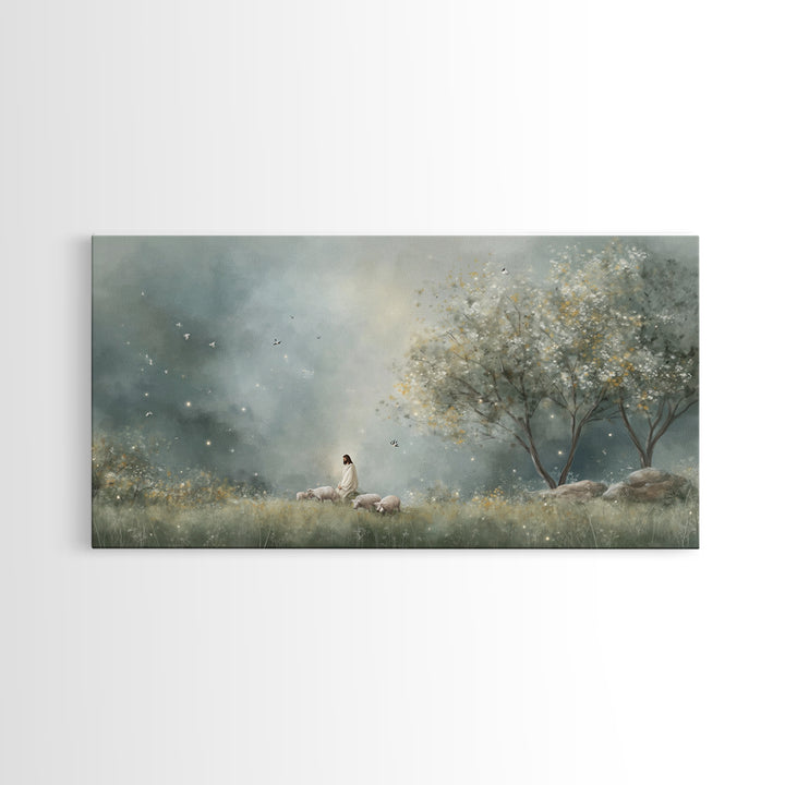 Blossoms Of Peace – Framed Canvas Print – Christian Wall Art – Christian Art Canvas – Jesus Painting – Christian Art Work – Large Jesus Pai