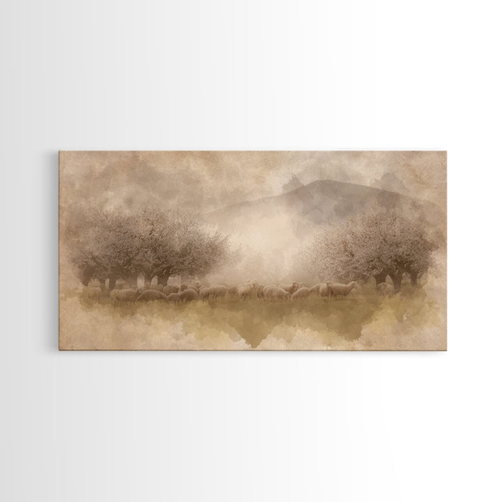 Meadow Of Peace , Framed Canvas Print, Christian Wall Art, Christian Art Canvas, Christmas Art Prints, Christian Christmas Art, Christian P
