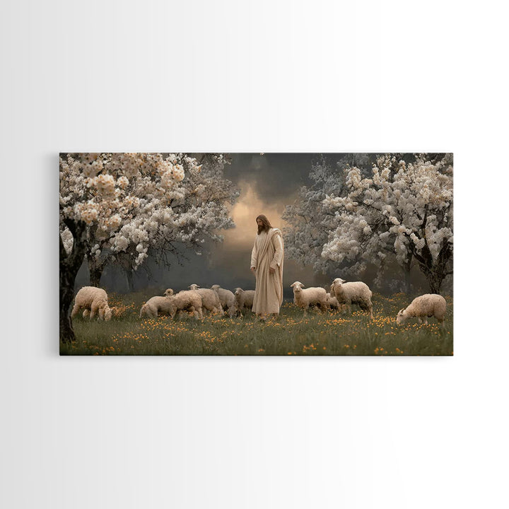 Shepherds Of Light – Framed Canvas Print – Christian Wall Art – Jesus Painting – Christian Art Canvas – Pastoral Scenery – Christian Christ