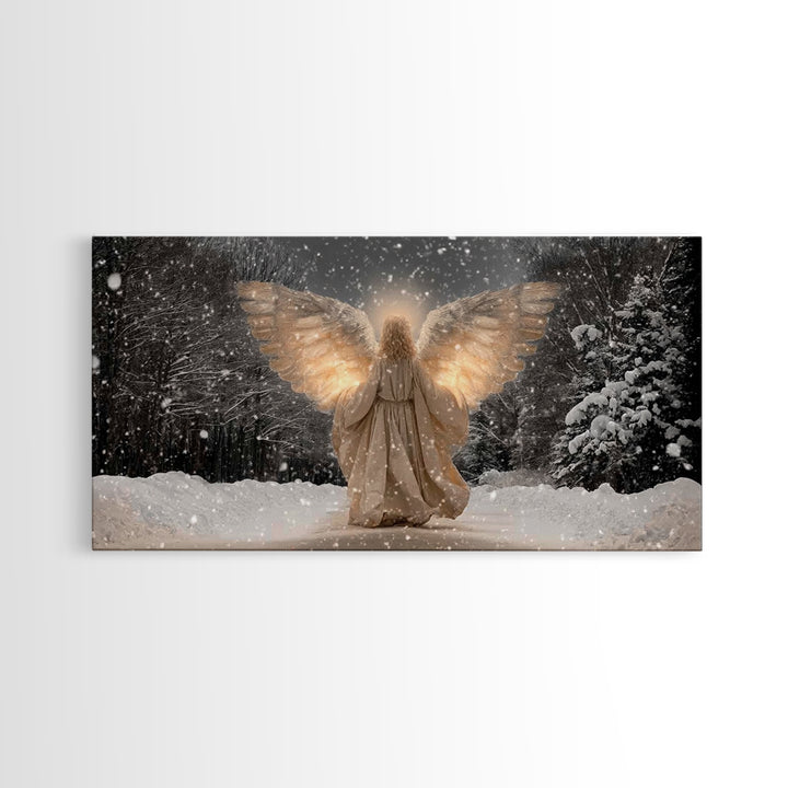 Winter Guardian – Framed Canvas Print – Christian Wall Art – Christian Art Canvas – Angel Art – Christmas Art – Christian Decorations