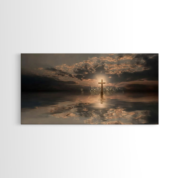Cross Of Dawn – Framed Canvas Print – Christian Art Canvas – Christian Wall Art – Moody Christian Art – Christmas Art – Christian Decoratio