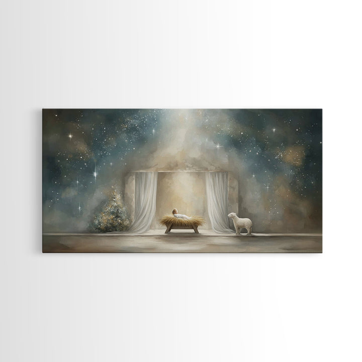 Nativity Wonder – Framed Canvas Print – Jesus Christmas Art – Christian Wall Art – Birth Of Jesus Painting – Christian Art Canvas – Christm