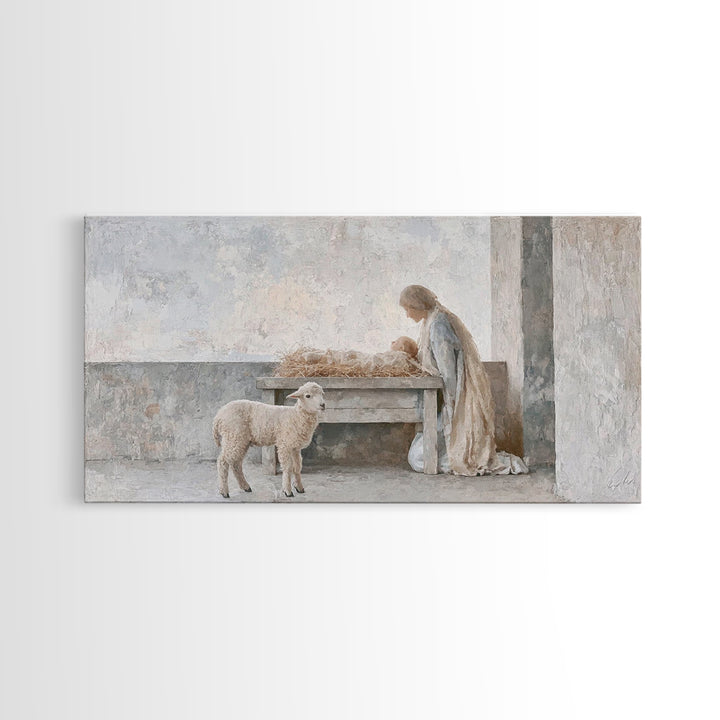 Sacred Dawn Light – Framed Canvas Print – Christian Art Canvas – Christian Christmas Art – Christian Wall Art – Jesus Painting
