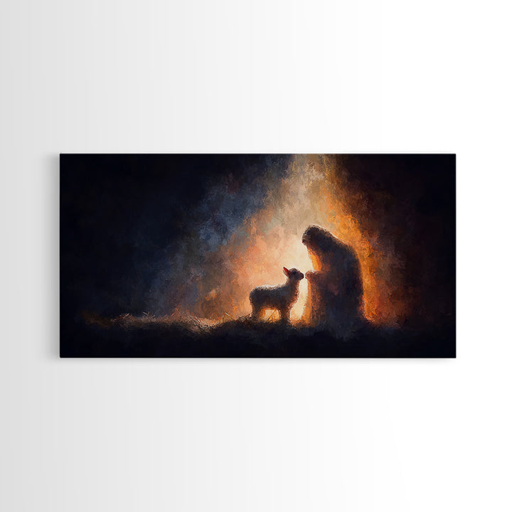 Shepherd’s Blessing – Framed Canvas Print – Christian Wall Art – Christmas Art – Christian Art Canvas – Jesus Painting