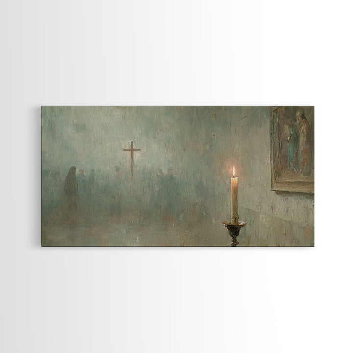 Silent Chapel Prayer – Framed Canvas Print – Christian Wall Art – Christian Art Canvas – Christian Paintings – Vintage Christian Art – Chri