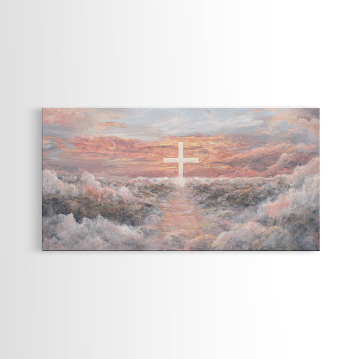 Heaven’s Dawn Path – Framed Canvas Print – Christian Art Canvas – Christian Wall Art – Large Christian Art – Christian Painting