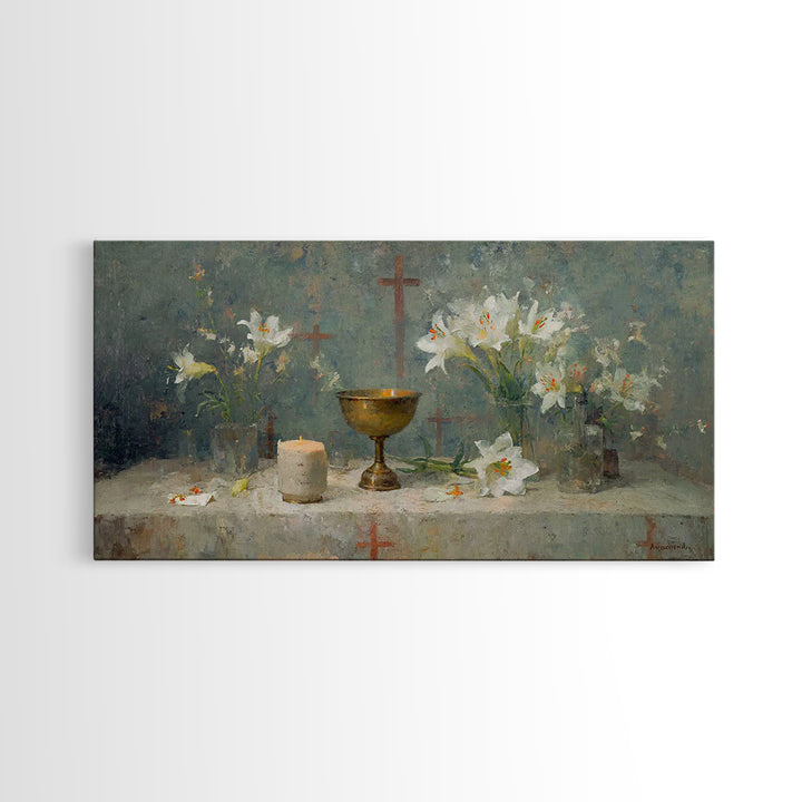 Table Of Reverence - Framed Canvas Print - Christian Wall Art - Christian Art Canvas - Vintage Christian Painting - Christian Art Gift - Ch
