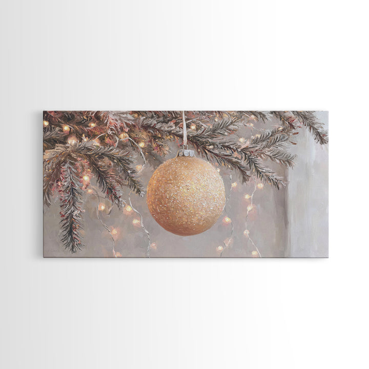Ornament Glow – Framed Canvas Print – Christmas Art Prints – Modern Christmas Art – Christmas Canvas Wall Art – Christmas Art Work – Framed