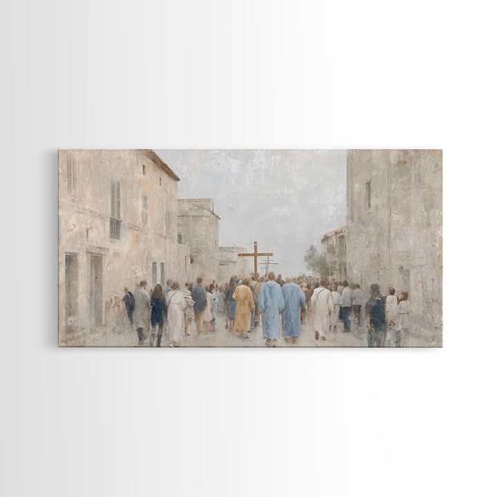 Pilgrims Of Hope – Framed Canvas Print – Christian Art Work – Subtle Christian Art – Christian Wall Art – Minimalist Christian Art – Christ