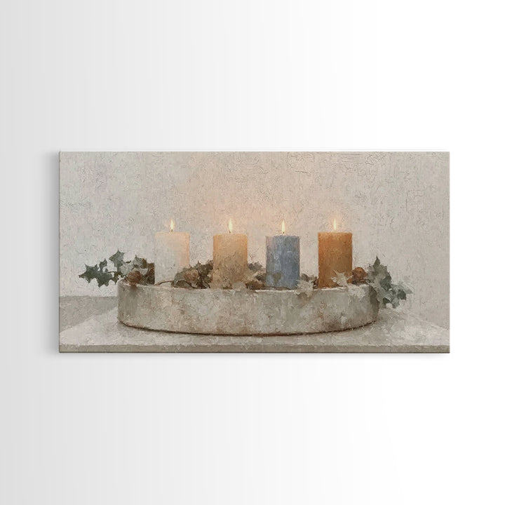 Winter Candle Peace – Framed Canvas Print – Christian Art Canvas – Christian Wall Art – Christmas Art – Christian Christmas Decorations – C