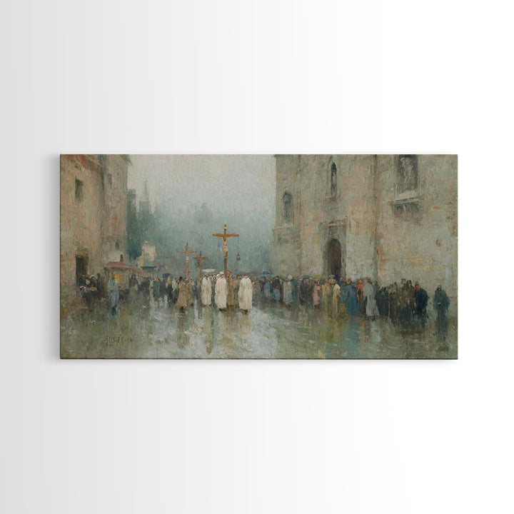 Sacred Procession – Framed Canvas Print – Christian Wall Art – Christian Art Canvas – Jesus Painting – Vintage Christian Art – Christmas Wa