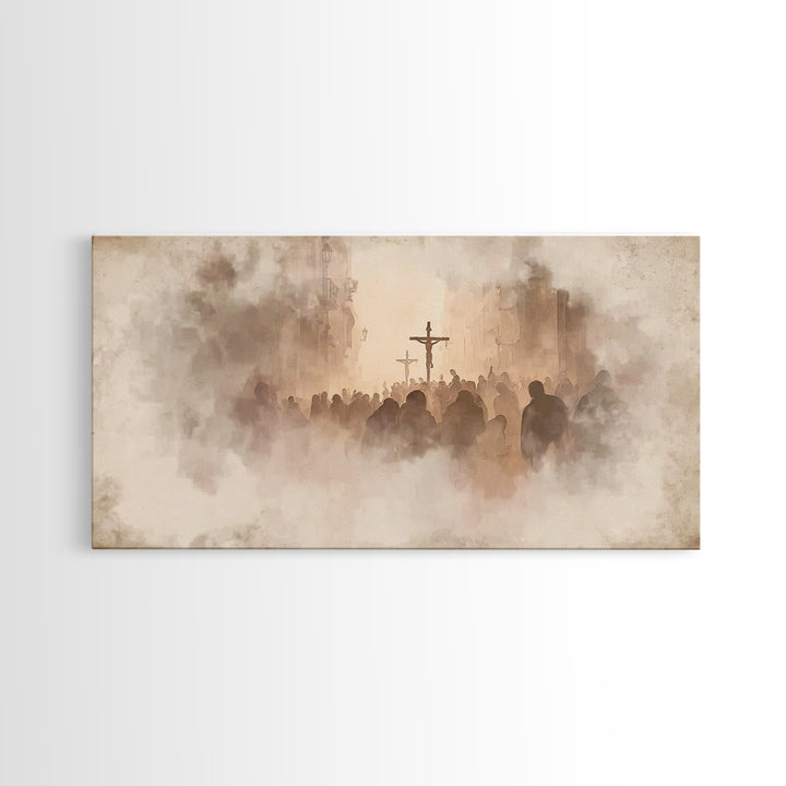 Silent Reverence, Framed Canvas Print, Christian Wall Art, Christian Art Canvas, Christian Christmas Art, Subtle Christian Art, Vintage Chr