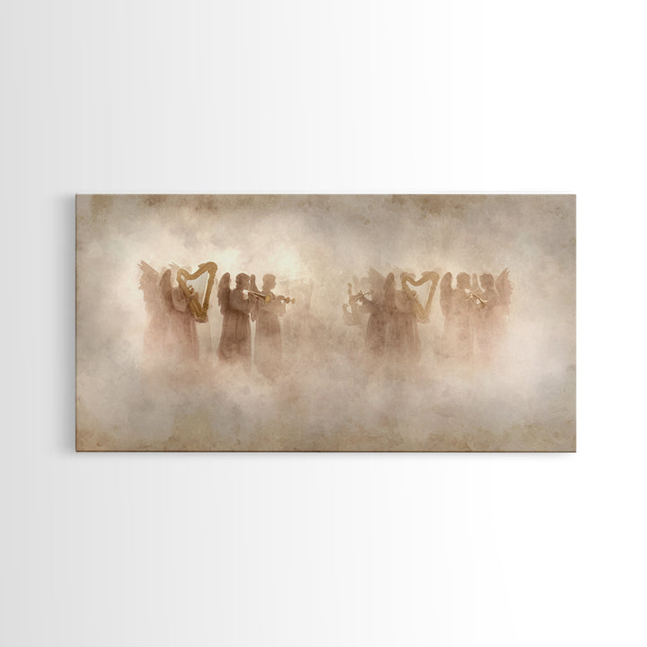 Celestial Harmony, Framed Canvas Print, Christian Art Canvas, Christian Wall Art, Moody Christian Art, Christmas Canvas Wall Art, Christian