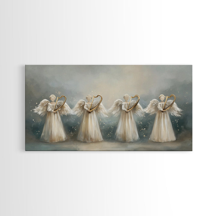 Harp Of Grace | Framed Canvas Print | Christian Art | Christian Art Canvas | Vintage Christian Art | Christmas Wall Art | Christian Christm