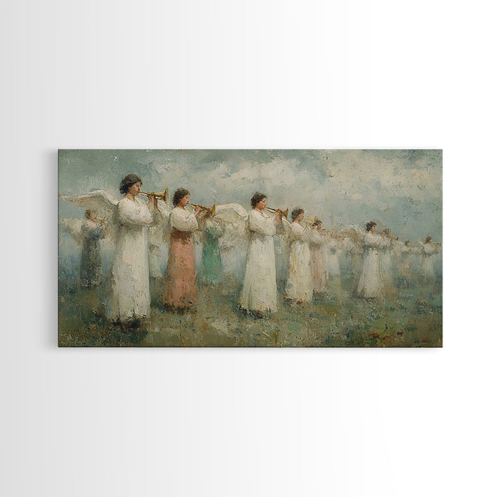 Trumpets Of Light – Framed Canvas Print – Christian Wall Art – Christian Art Prints – Christian Painting – Christmas Art Work – Christian C