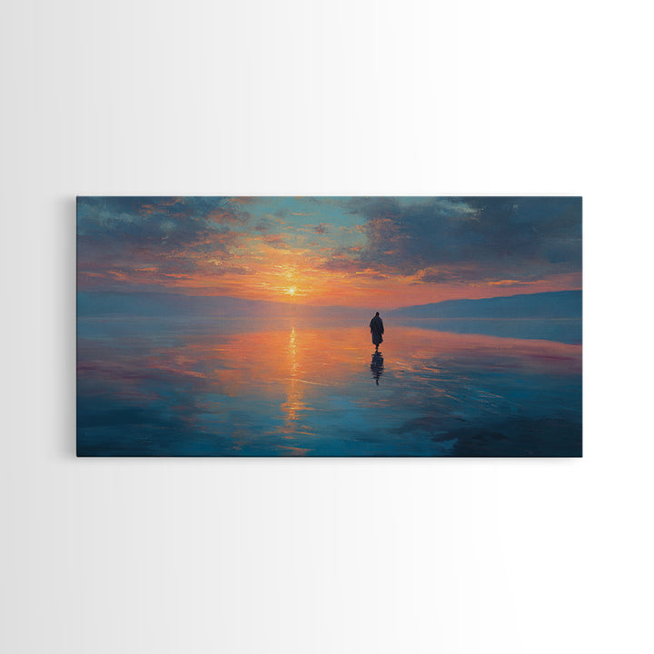 Dawn Of Peace | Framed Canvas Print | Christian Art Canvas | Jesus Painting | Modern Christian Art | Blue Christian Art | Christian Wall Ar