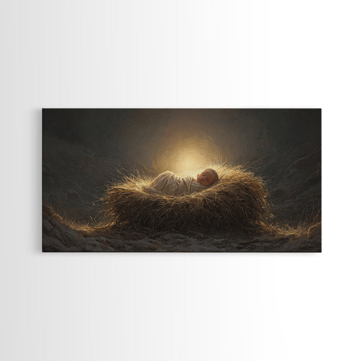 Manger Blessing – Framed Canvas Print – Christmas Art Prints – Christian Christmas Art – Christian Wall Art – Christmas Canvas Wall Art – C