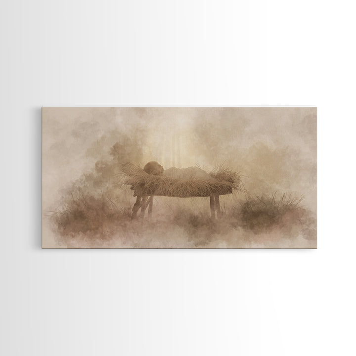 Divine Night Calm – Framed Canvas Print – Christmas Art – Christian Wall Art – Jesus Painting – Christian Art Canvas – Christian Christmas