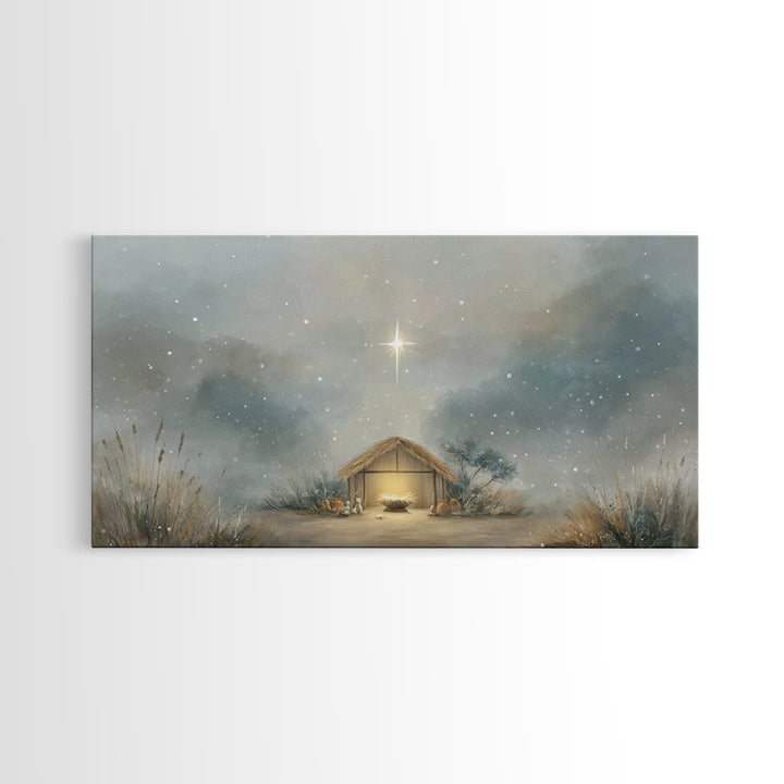 Bright Promise Star – Framed Canvas Print – Christmas Canvas Wall Art – Christian Wall Art – Christian Christmas Art – Jesus Painting – Chr