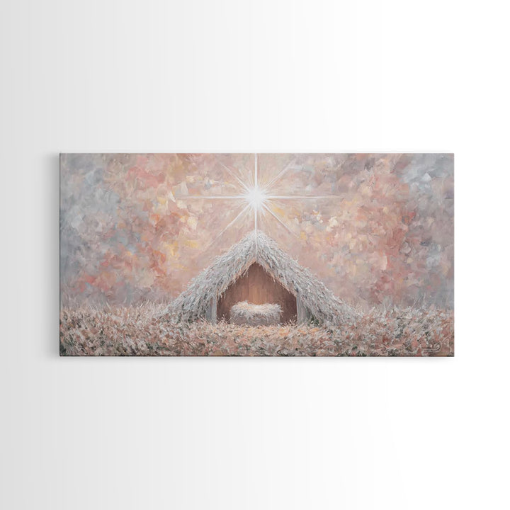 Glory In The Stable – Framed Canvas Print – Christian Wall Art – Christian Christmas Art – Christmas Art Work – Christian Art Canvas – Jesu