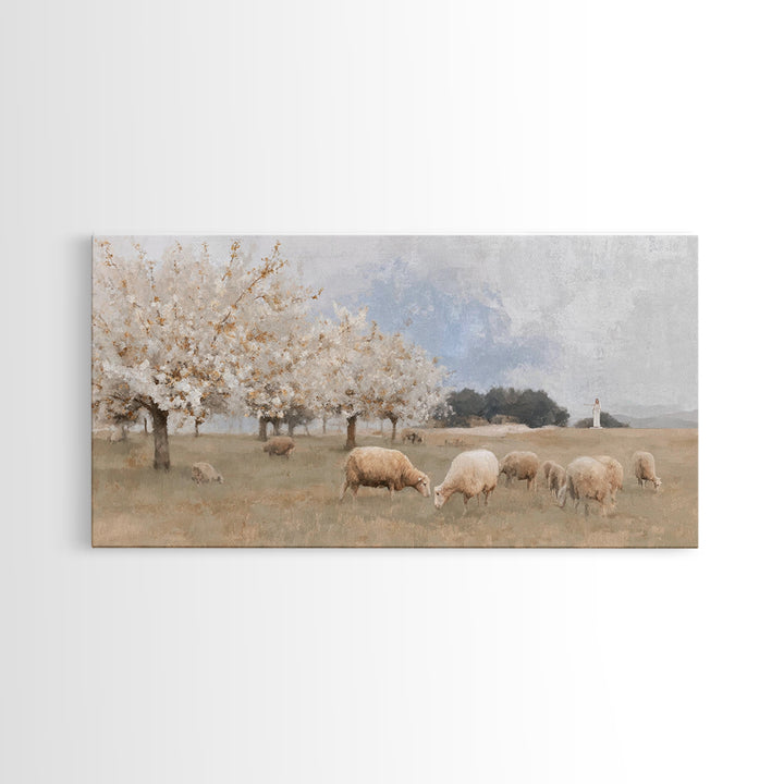 Pastures Of Hope – Framed Canvas Print – Christian Art Canvas – Christian Wall Art – Christmas Art – Christian Decor – Jesus Painting