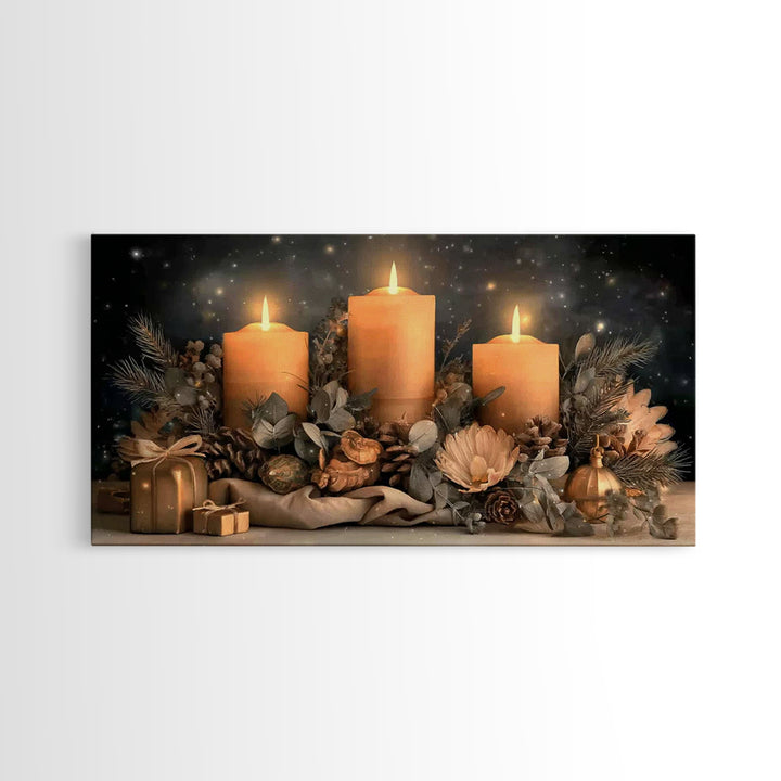 Golden Night Blessing – Framed Canvas Print – Christian Christmas Art – Christian Art Canvas – Christmas Wall Art – Framed Christmas Art –