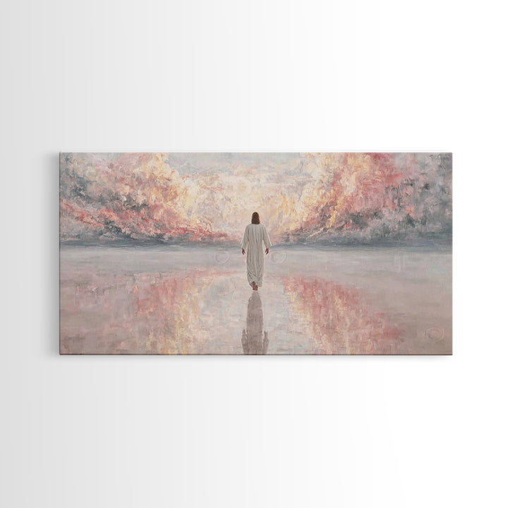 Path Of Peace, Framed Canvas Print, Christian Art Canvas, Jesus Painting, Christian Wall Art, Minimalist Christian Art, Christian Christmas