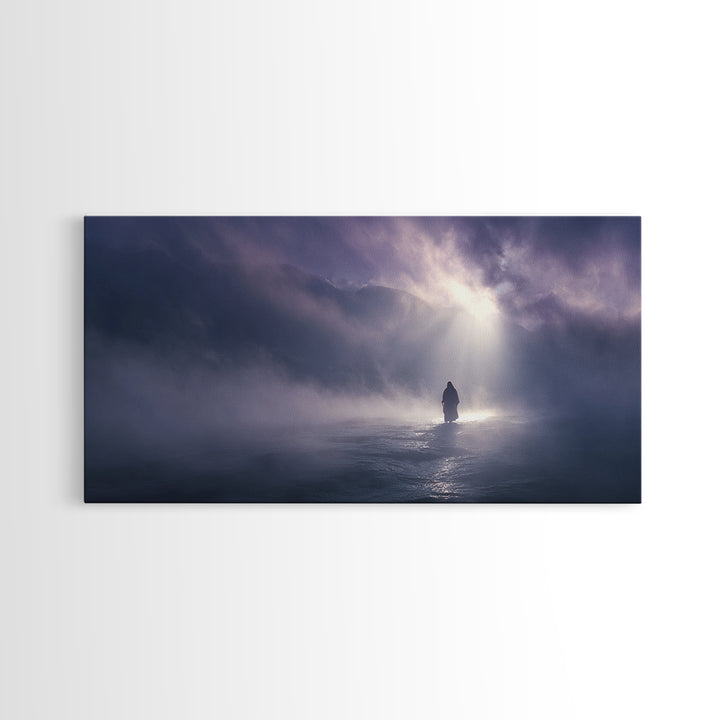 Midnight Miracle, Framed Canvas Print, Christian Wall Art, Jesus Painting, Moody Christian Art, Christian Art Canvas, Christmas Wall Art